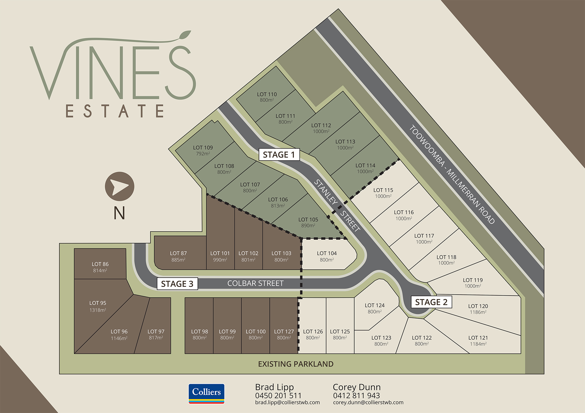map of new vines estate in Pittsworth